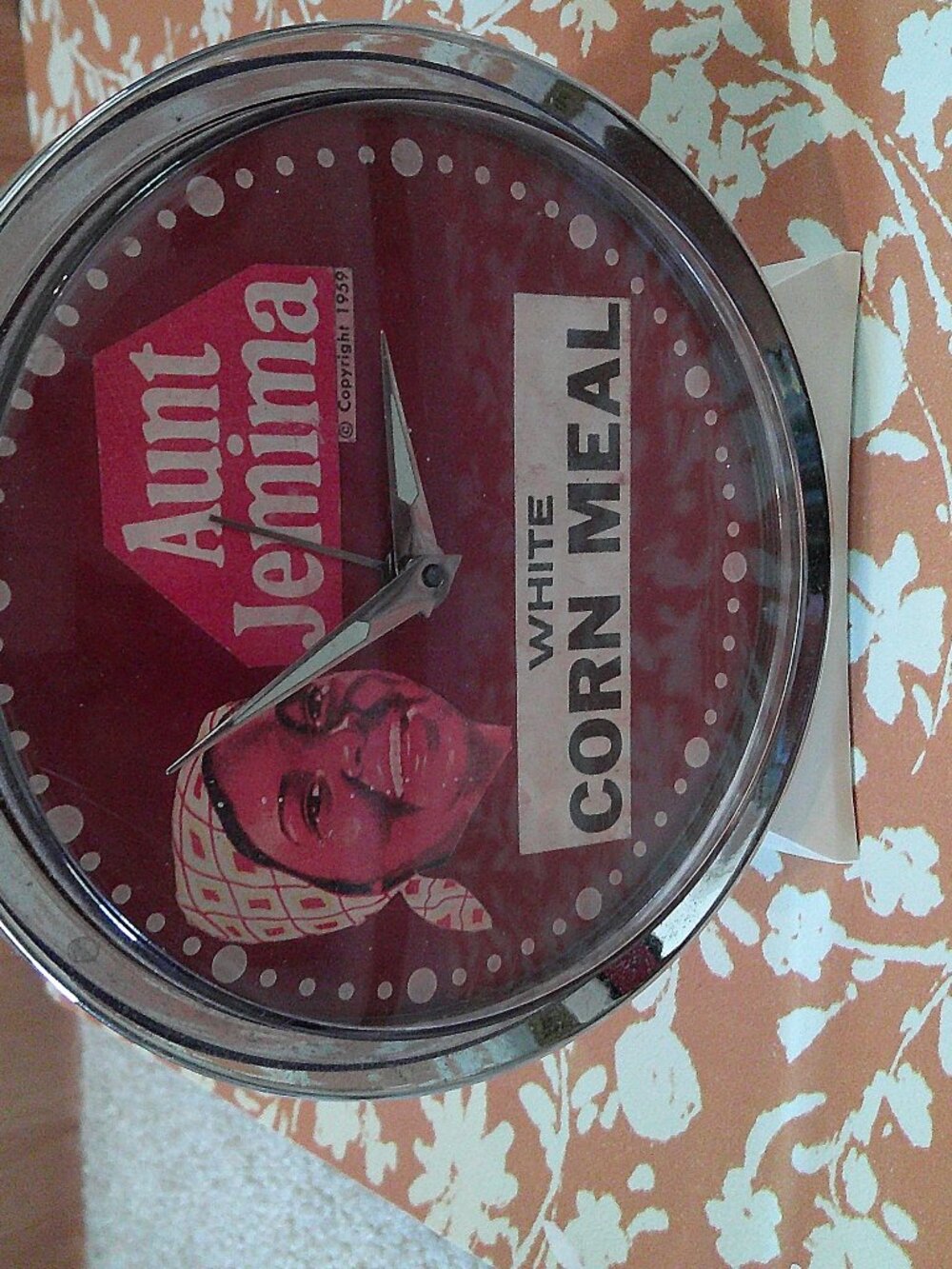 Vtg 1950's Aunt Jemima Cornmeal Clock WORKS, w/issues pls read... - Picture 2 of 8